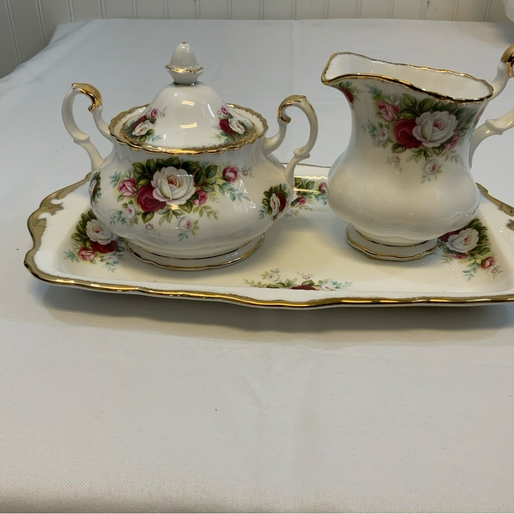 Royal Albert, Bone china, Celebration 1969 set sugar and tray cream, vintage - Picture 7 of 10